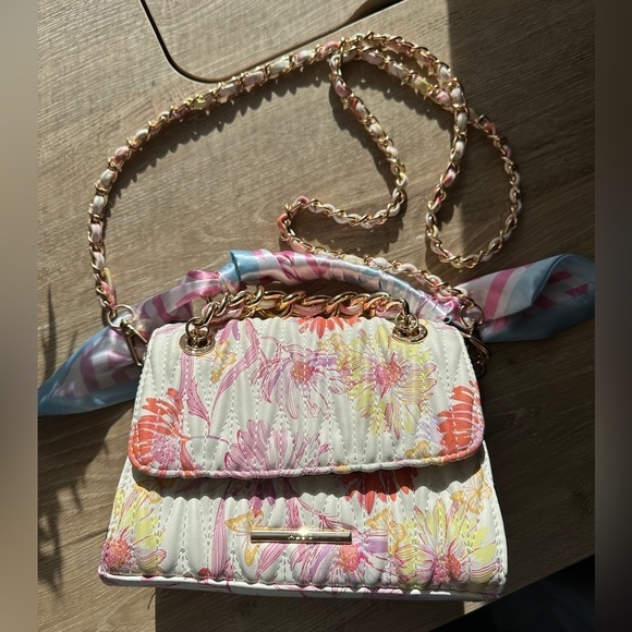 Aldo Pink floral and butterfly  hand bag with shoulder strap - Picture 1 of 10
